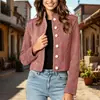Nueva Chaqueta Corta de Motociclista para Mujer Transfronteriza Otoño/Invierno 2026 con Elementos de Diseño, Chaqueta de Trabajo de Ante, Estilo Vintage