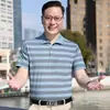Camisa polo casual de verano de manga corta fina con abertura, holgada, a rayas, con puntos, gris, de algodón para hombre, con cuello de solapa y cuello redondo, ropa