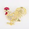 Broche de gallo grande dominante del zodíaco de doce constelaciones con incrustaciones de diamantes estilo coreano, moderno para que lo usen los amigos