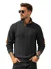 Chamarra Pulóver de Pana de Color Sólido y Retazos de Manga Larga de Comercio Exterior Europeo y Americano Transfronterizo Casual Retro Talla Grande para Hombre