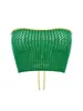 Amazon Primavera y Verano Nuevo Color Contraste Ombligo Sexy Chaleco Pequeño Tirantes Espalda Descubierta Ajustado Dos Formas de Usar Top Tubo Combinable