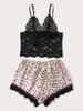 Fornecimento transfronteiriço Europeu e Americano Comércio Exterior quente sexy lingerie sexy feminina colete de renda coração de pêssego pijama curto atacado