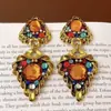 Pendientes de Diamante Amor de Aguja Plateada Europeos y Americanos Exagerados de Color Industria Pesada Sentido Avanzado Pendientes Artísticos Retro Media Antigüedad Pendientes Mujer