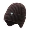 Chapéu de Tricô Floco de Neve Chapéu de Inverno para Homens de Meia-idade e Idosos Quente Proteção para Orelhas Engrossado Puxar Frio Chapéu de Lã