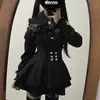 Estilo Dulce Amante Se Encuentra con Uniforme JK Traje de Dos Piezas Primavera y Otoño Estilo Japonés Chica Camisa Oscura de Hombros Descubiertos + Traje de Falda