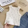 Chaleco de Verano para Niñas, Elegante Marca de Moda Infantil Estilo Coreano Floral Margarita Corazón de Canalé Camiseta sin Mangas para Usar en Capas o como Prenda Exterior