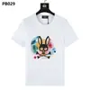 Camiseta al por mayor de marca americana moderna Psychobunny con estampado de calavera de conejo colorido y degradado, manga corta, cuello redondo