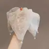 Diadema de Bordado de Seda con Diseño Personalizado de Gama Alta y Temperamento Suave, Diadema con Colgante de Bufanda de Perlas de Lunares
