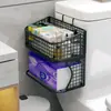 Caixa de Papel Higiênico de Banheiro Montada na Parede Sem Furos Cesta de Armazenamento Suporte de Armazenamento de Papel Higiênico para Banheiro