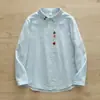 Camisa de manga larga de hilo de algodón de doble capa para mujer, artística, pequeña y fresca, bordada, dulce, que reduce la edad, suave, agradable para la piel, top básico de algodón puro