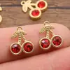 1 3 Cores 12x13mm Aço Inoxidável Dourado Pingente de Azulejo Fruta Pingente Cereja Acessórios para Joias DIY