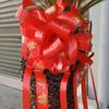 Decoração de Natal Transfronteiriça 6,4cm Tamanho Grande Flor Puxada à Mão Arranjo de Casamento Decoração de Carro de Casamento Bola de Flores Fita