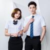 Grupo de camisas de manga corta para hombre y mujer formal entrevista de banco camisa azul overol logo de bordado de fábrica