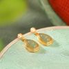 Pendientes Yuebao de plata de ley S925 bañados en oro con jade hetiano, jade de agua clara, perla de agua dulce, estilo vintage, elegantes.