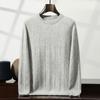 Tricô de Cashmere Espesso de Sete Fios Masculino Gola Redonda Manga Longa Pulôver Tricô Cor Lisa Trançado Business Casual Tricô Versátil