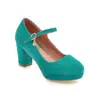 Sapatos femininos de camurça com plataforma e fivela, salto alto, coleção primavera 2018, tamanho grande, calçados de comércio exterior 40-45, atacado 537-3