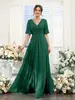 Vestido Longo de Chiffon com Fenda Sexy para Mulheres Amazon 2026 Novo Vestido de Madrinha Comércio Exterior Europeu e Americano Vestido Longo