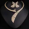 Estilo Europeo y Americano Collar y Pendientes de Pavo Real con Piedras Preciosas de Colores y Diamantes Completos Accesorios para Vestido de Novia Mujeres Fábrica Venta al por Mayor Lujo Ligero
