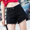 Shorts de Mezclilla Negros de Verano para Mujer Delgados 2024 Delgados de Cintura Alta Corte A Sueltos Talla Grande Ropa Exterior Rotos Pierna Ancha Pantalones Cortos