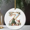 Adornos navideños 26 letras del alfabeto pequeño ciervo colgante acrílico 2D árbol de Navidad decoración del hogar navideña