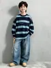 Nueva colección de otoño: Camiseta de manga larga para niños, top a rayas infantil, camiseta casual elegante y versátil