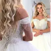 2026 Vestido de Novia Blanco con Perlas Hombros Descubiertos Encaje Ajustable Tul Vestido de Novia Marfil Vestido Largo Vestido de Novia Principal Otoño Invierno