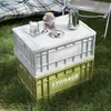 Caja de Almacenamiento Plegable de Estilo Industrial Personalizada Caja de Volteo de Plástico con Tapa Caja de Almacenamiento para Camping al Aire Libre de Gran Capacidad con Poleas