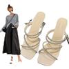 Sandalias de Verano Estilo Hada para Mujer 2026 para Combinar con Vestidos, Sandalias de Tacón Alto Romanas de Tira Fina Nicho Francés Doble Uso con Pedrería