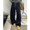 Calças de Pierna Larga com Cordão, Cor Color Block de Alta Qualidade, Espessas, Forradas com Fleece, Caimento Solto, Emagrecedoras, Valorizam a Silhueta, Versáteis, Longas