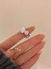 Moda nacional novo estilo chinês artesanal rosa esmalte vermelho gota anel de óleo personalidade da moda empilhado Dragão ano anel anel de pérola