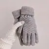 Luvas de Inverno Estilo Abacaxi em Falso Caxemira Tricotadas Quentes Jacquard com Forro de Fleece Toque Aconchegante Espesso Compatíveis com Tela de Toque