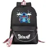 Comercio exterior nueva mochila de dibujos animados Stitch USB Estudiante joven mochila escolar para hombres y mujeres mochila casual de viaje
