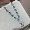 Colar Popular Natural de Topázio Azul Londres Prata S925 Pedra Principal Feminina 3*4 Venda Quente Dropshipping Transfronteiriço