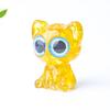 Resina y cristal natural hecho de gato de cristal de ojo grande, adornos de gatito lindo, manualidades, muebles