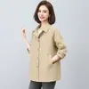 Moderna prenda de abrigo de primavera y otoño para mujeres de mediana edad y mayores, corte holgado, talla grande, color liso, estilo cárdigan, top de manga larga, de un solo botón