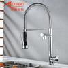 Grifo telescópico de resorte de cobre puro para comercio exterior de fabricantes, multifuncional, doble agua, universal para cocina, extraíble, grifo caliente y frío