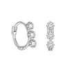 Brincos de Prata Esterlina S925 com Três Fileiras de Diamantes para Mulheres, Simples Estilo Ins Minimalista Moda Versátil para o Dia a Dia Ear Cuffs Banhados a Ouro 18K