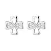 Brincos de Trevo de Quatro Folhas Estilo Coreano para Mulheres, Simples e Sofisticados, Brincos com Recortes de Diamante, Modernos e Versáteis, Brincos Criativos