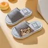 Chinelos de linho infantis Quatro Estações casa interior antiderrapante sola macia casal sapatos de casa desenho animado fofo sandálias pais e filhos