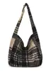 Bolsas de Lana Coreanas para Mujer Otoño e Invierno 2024 Nuevo Estilo Preppy de Moda Patrón Bolso Tote Casual Gran Capacidad Bolso de Felpa