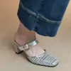 Sandalias de Tacón Grueso Cerradas Estilo Coreano para Mujer, Nuevo Modelo Verano 2026, Elegantes Zapatillas de Tacón Alto Caladas Tejidas