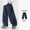 Pantalones de chándal para niño Duoduo, Pantalones Curvos, Nuevo Estilo Primavera 2026, Pantalones Simples Versátiles para Niños Mayores de Primavera y Otoño