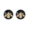 Moda Europea y Americana Lujo Accesible Aretes de Abeja Retro de Alta Gama con Goteo de Aceite Nicho Aretes Estilo Antiguo Aretes Redondos Negros