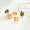 Collar Colgante con Incrustación de Jade, Cuentas Planas, Espaciadores para Pulsera con Agujero Pasante, Montura para Cuentas para Bricolaje