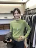 Colección de Otoño MISS: Top de punto fino de manga larga, sencillo y versátil, con cuello fruncido, estilo 3802