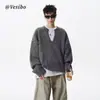MRCYC Suéter de Mohair para Hombre Otoño Estilo Coreano Moderno Estilo Perezoso Jersey Suelto Cuello Redondo