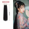 Peluca Hanfu, Extensión de Cabello de Una Pieza Estilo Antiguo, Moño Alto, Cabello Corto, Cabello Rizado de Seda de Maíz para Disfraz Antiguo, Cabello Largo Lacio
