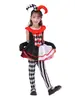 Disfraz de Payaso de Halloween para Niños Niñas Vestido de Payaso Multicolor Cosplay Mascarada Show Cos Disfraz