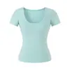 Camiseta Deportiva de Yoga para Chica Atractiva Ligeramente Transparente con Cuello en U y Mangas Cortas Verano Nueva Camiseta de Estudiante de Baile Top Versátil con Atmósfera para Mujer