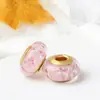Huiyue joyería nueva serie larga Flor de Durazno accesorios para pulsera cuentas de vidrio flor agujero grande hilo cuentas de cristal